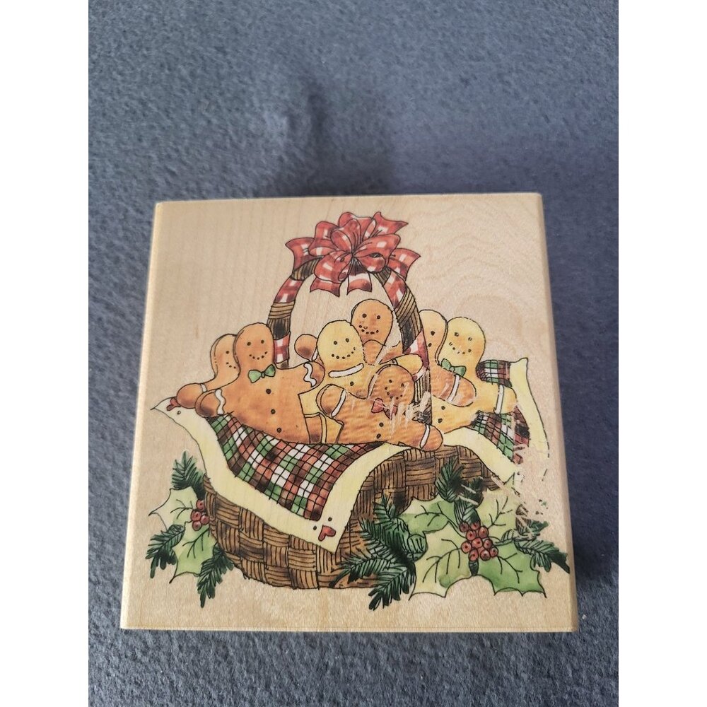 VTG '99 Susan Winget Penny Black Gingerbread Basket Stamp Christmas Holiday